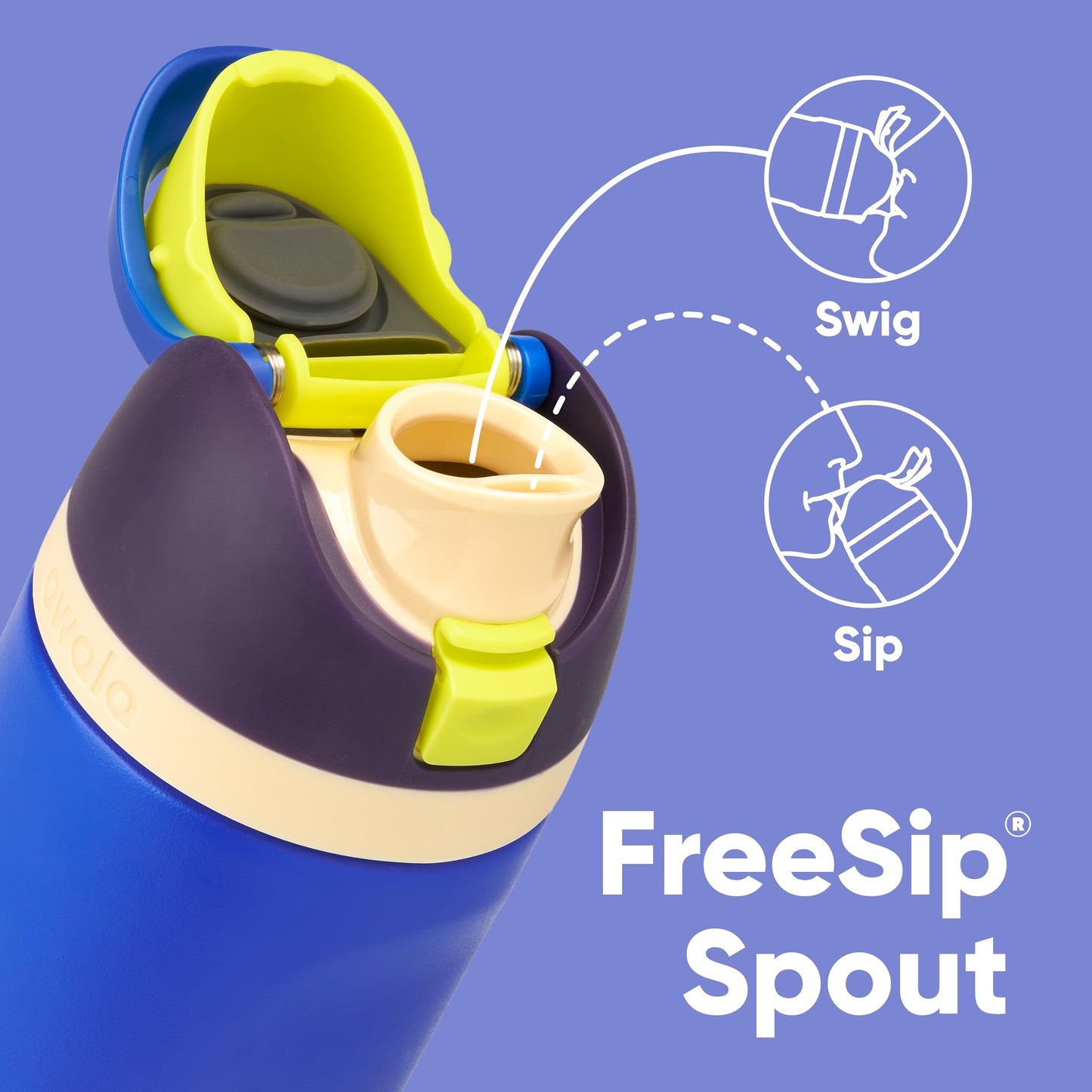 Owala Kids FreeSip Insulated Stainless Steel Water Bottle with Straw for Sports, Travel, and School, BPA-Free Sports Water Bottle, 16 oz, All The Berries