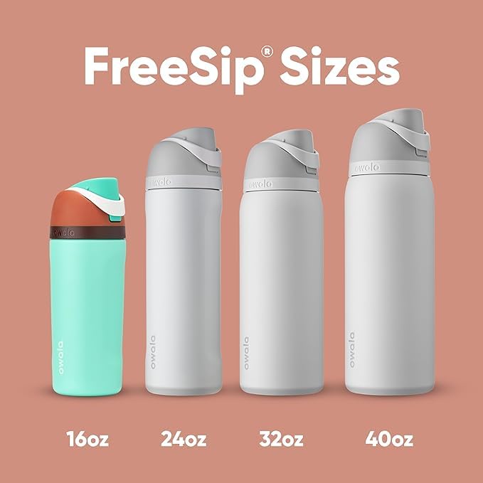 Owala Kids FreeSip Insulated Stainless Steel Water Bottle with Straw for Sports, Travel, and School, BPA-Free Sports Water Bottle, 16 oz, All The Berries