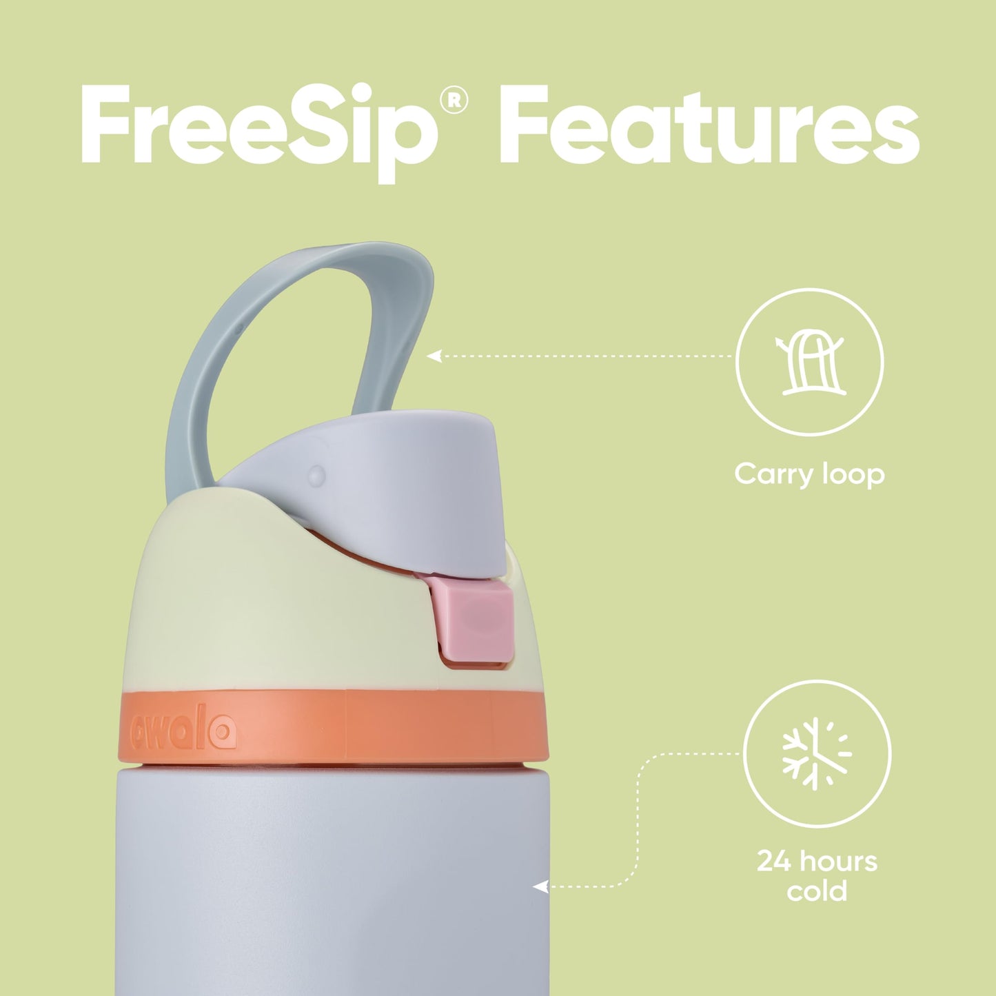 Owala Kids FreeSip Insulated Stainless Steel Water Bottle with Straw for Sports, Travel, and School, BPA-Free Sports Water Bottle, 16 oz, All The Berries
