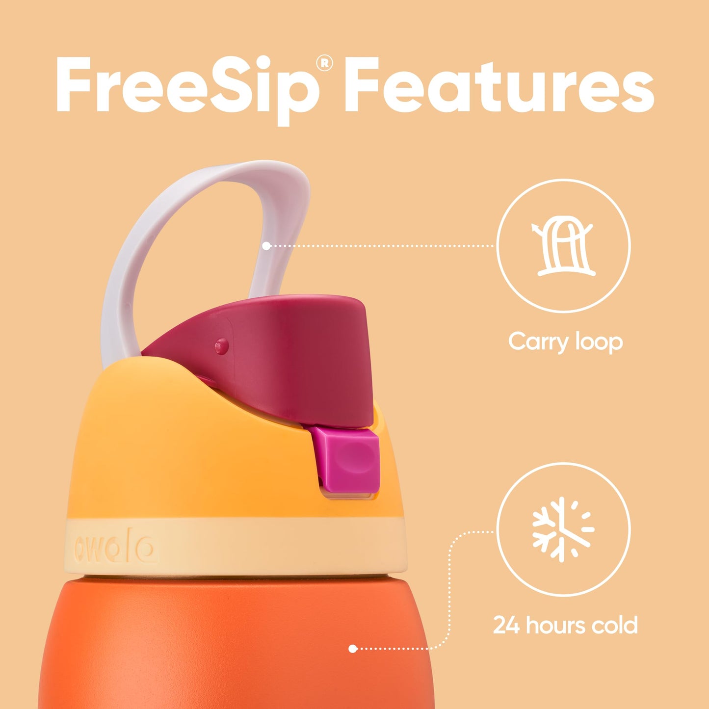 Owala Kids FreeSip Insulated Stainless Steel Water Bottle with Straw for Sports, Travel, and School, BPA-Free Sports Water Bottle, 16 oz, All The Berries