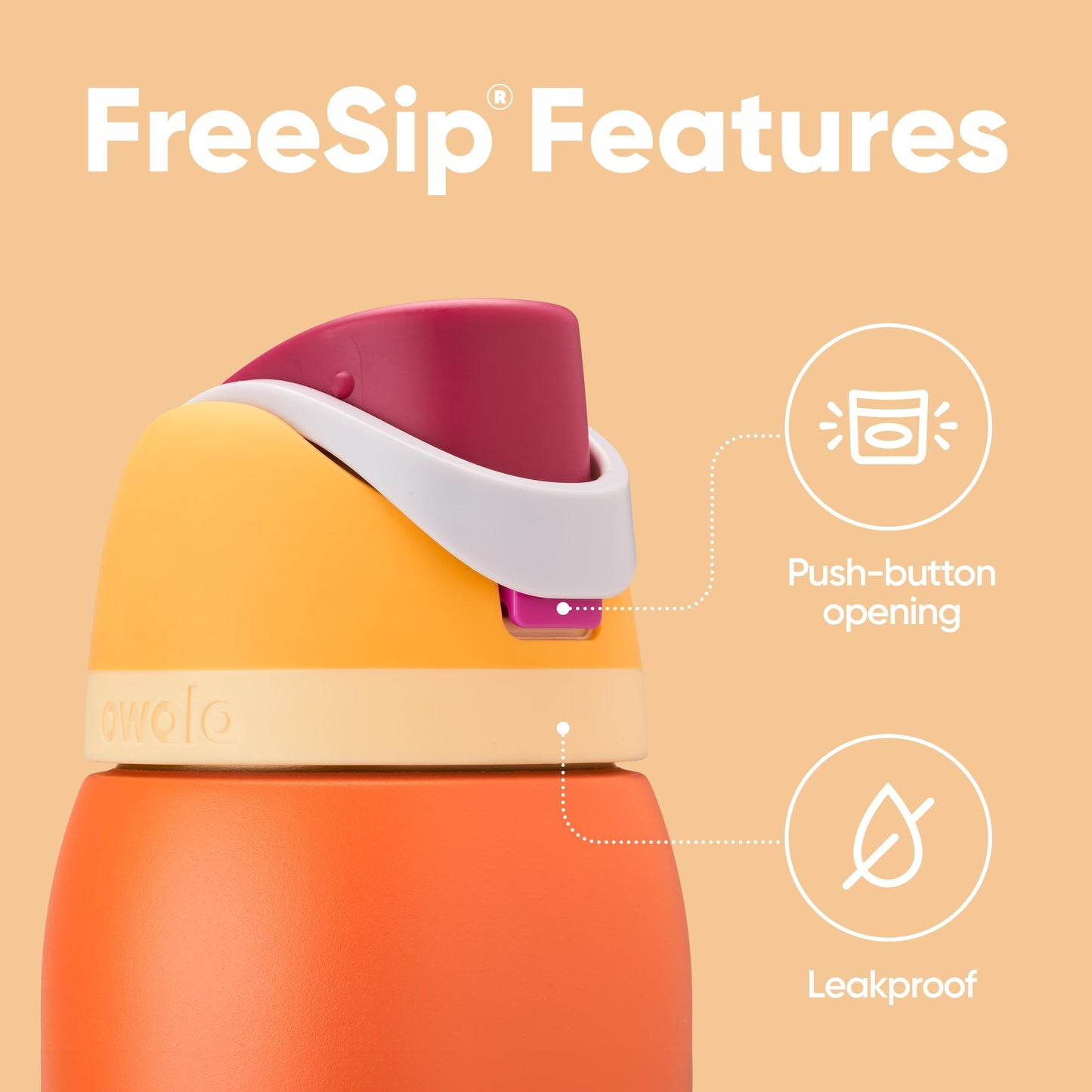 Owala Kids FreeSip Insulated Stainless Steel Water Bottle with Straw for Sports, Travel, and School, BPA-Free Sports Water Bottle, 16 oz, All The Berries