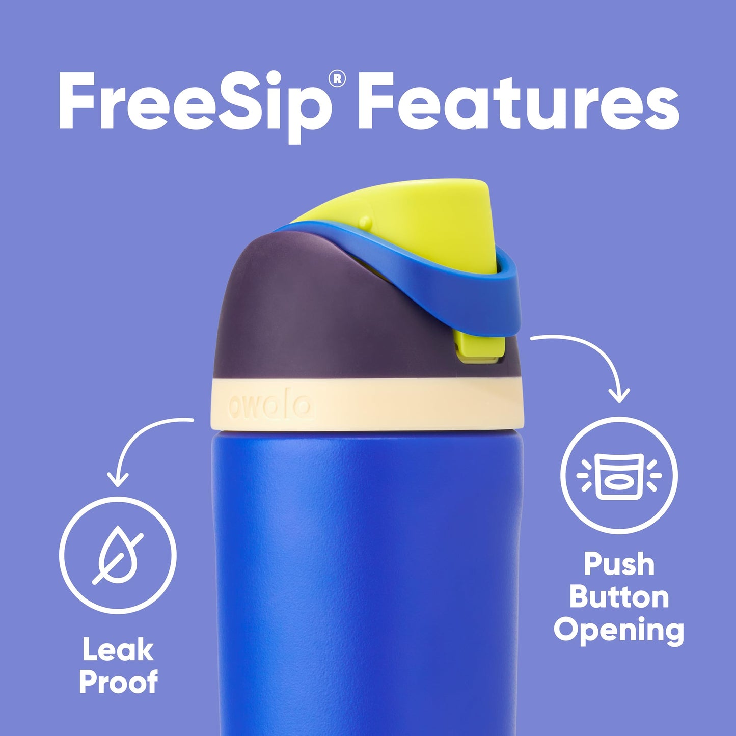 Owala Kids FreeSip Insulated Stainless Steel Water Bottle with Straw for Sports, Travel, and School, BPA-Free Sports Water Bottle, 16 oz, All The Berries