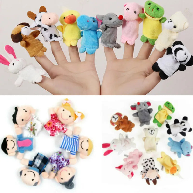 10Pcs Baby Plush Toy Cartoon Animal Family Finger Puppet Role Play Tell Story Cloth Doll Educational Toys For Children Kids