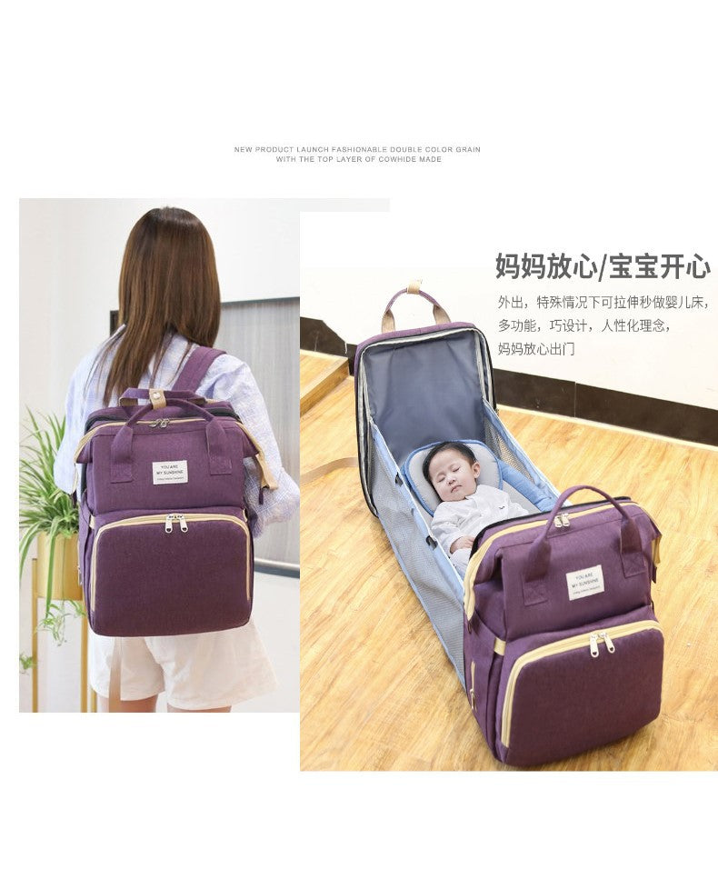 Cross-border new bed bag one mummy bag going out handbag mother and baby bag portable multi-functional mother bag backpack