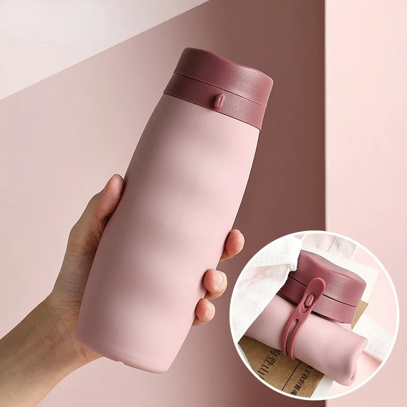 600ml Foldable Water Bottles Soft Flask Sports Drinking Water Bag Collapsible Portable Outdoor Running Camping Travel BPA Free