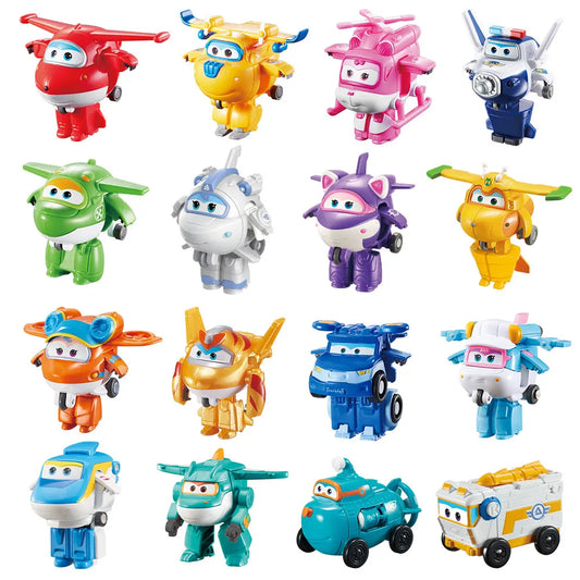 36 Types Super Wings 2" Scale Mini Transforming Anime Deformation Plane Robot Action Figures Transformation Toys For Kids Gifts